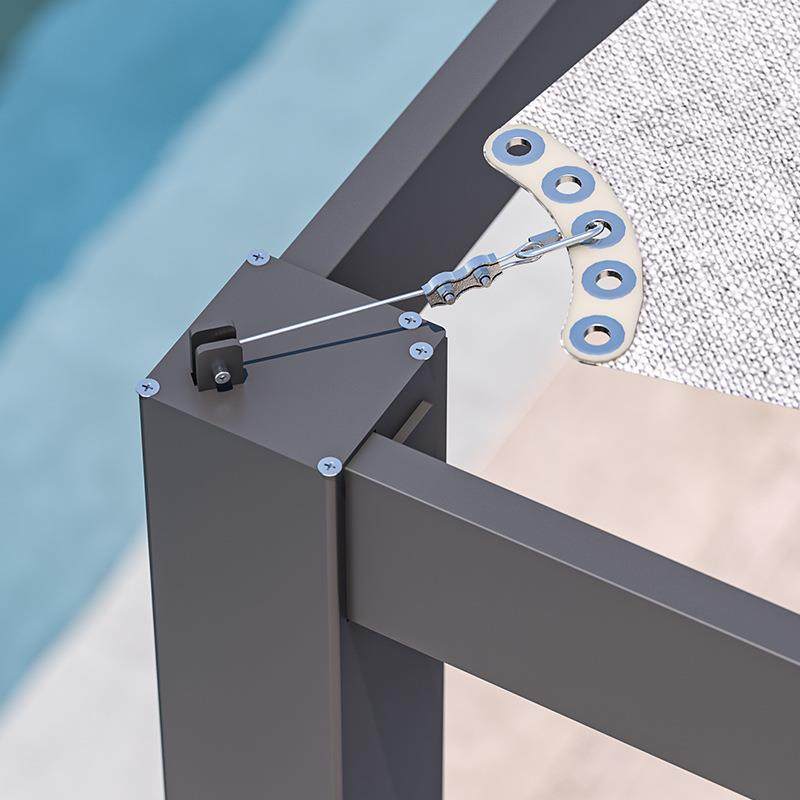 户外手动伸缩遮阳棚天幕铝合金亭子现代庭院凉亭花园别墅四角伞棚,淘宝优惠券,粉丝福利购,淘宝优惠卷