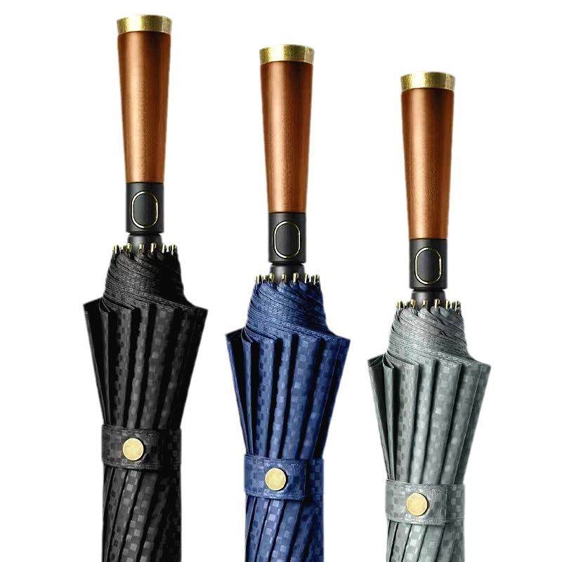 德国高档男士商务长柄雨伞复古木柄加固16骨防风120cm直柄抗风暴,淘宝优惠券,粉丝福利购,淘宝优惠卷