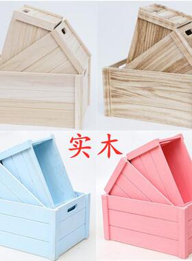 实木木框箱收纳木条箱子超市陈列展示长方形木箱装饰道具木筐定