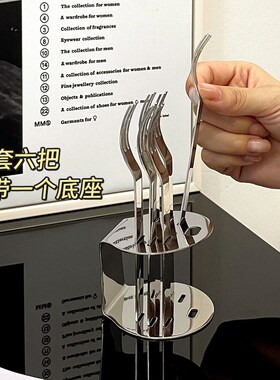 304不锈钢水果叉套装家用高级感可爱蛋糕甜品带收纳罐叉子水果签