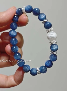 【星海漫漫】天然水晶白幽灵蓝晶石蓝水晶手串招财好运轻奢手链