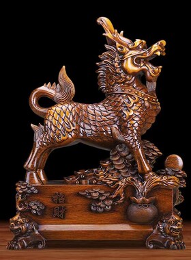 招财纳福麒麟摆件一对客厅办公室玄关酒柜火麒Q麟店铺公司开业礼