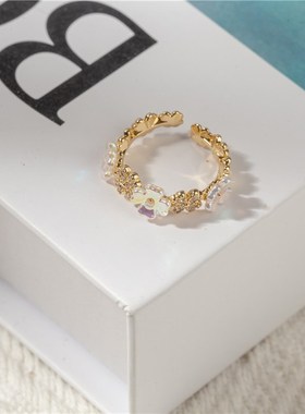 十里间【贝母花花戒指】气质甜美优雅中U戒百搭通勤指环