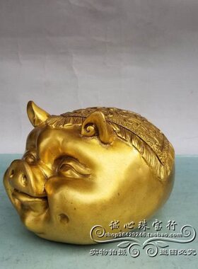 摆设创意摆件招财猪福字旺财头存钱罐储钱罐猪纯铜家居装饰品猪猪