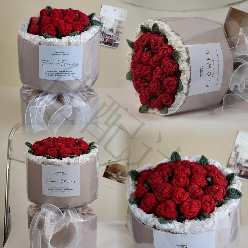 玫瑰花手工编织毯子生日礼物针织多头泡泡毛线成品花束教师节送女,淘宝优惠券,粉丝福利购,淘宝优惠卷