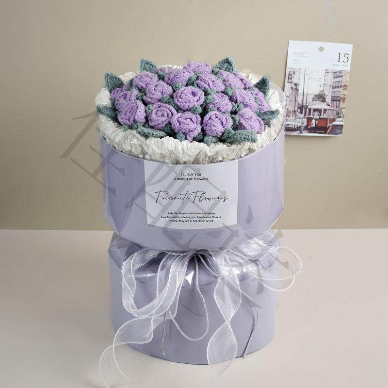 玫瑰花手工编织毯子生日礼物针织多头泡泡毛线成品花束教师节送女,淘宝优惠券,粉丝福利购,淘宝优惠卷