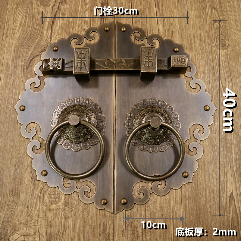 仿古铜门环明装新中式q黄铜木门把手单孔拉手加粗纯铜栓老式大拉 - 图0