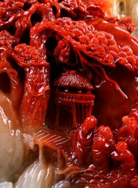 家里原石人湘崎雀工艺品玄关装饰俏色寿山石雕刻摆件品收藏山客厅