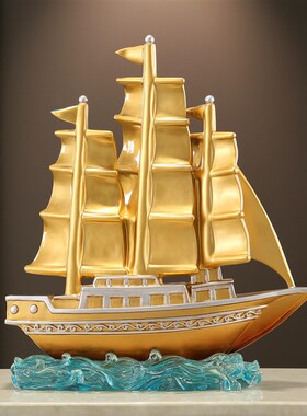 创意一帆风顺帆船摆件客厅玄y关酒柜电视柜装饰品乔迁新居开业礼
