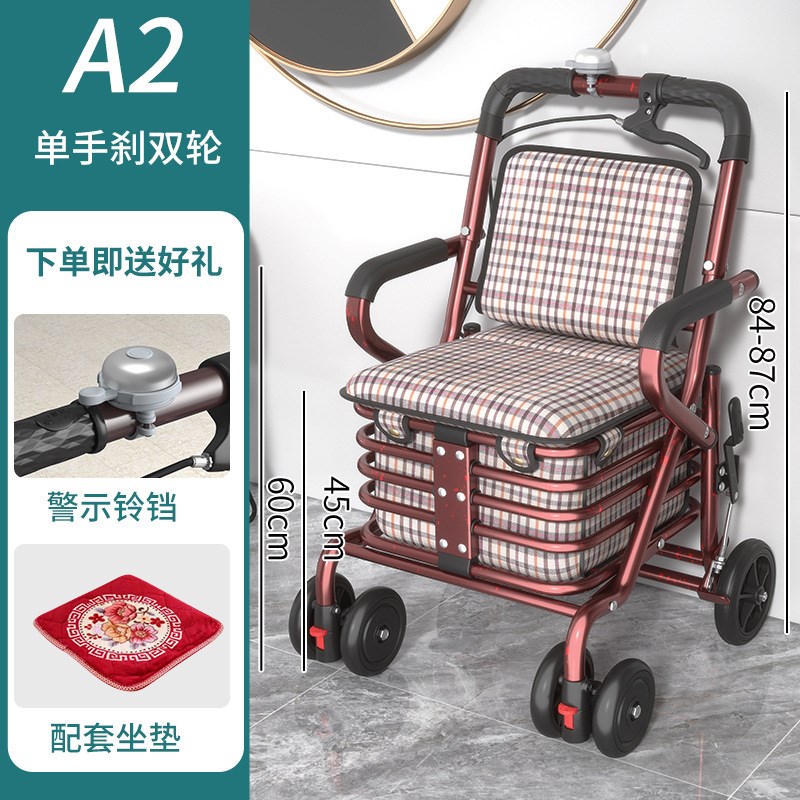 老年人代步手推车便携家用可推可坐代G步助力车可折叠购物买菜拉 - 图0