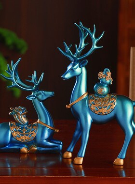 招财福鹿摆件轻奢高档客厅电视柜酒柜玄关装N饰品新房乔迁创意礼