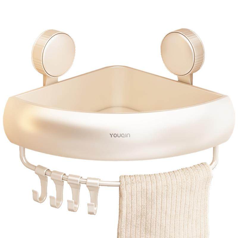 【折扣价】奶油风奶白浴室角架卫生间免打孔置物架三角篮墙上壁挂,淘宝优惠券,粉丝福利购,淘宝优惠卷