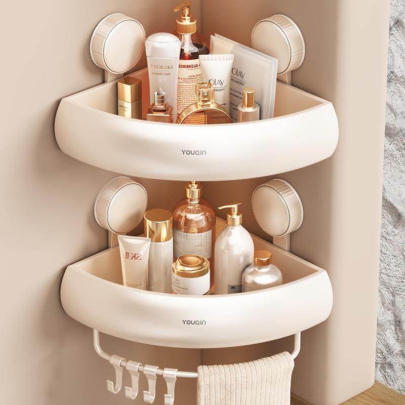 【折扣价】奶油风奶白浴室角架卫生间免打孔置物架三角篮墙上壁挂,淘宝优惠券,粉丝福利购,淘宝优惠卷