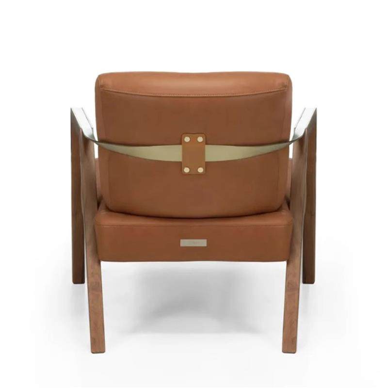 中式轻奢实木简约皮艺单人沙发椅设计师新款售楼处阳台洽谈休闲椅,淘宝优惠券,粉丝福利购,淘宝优惠卷