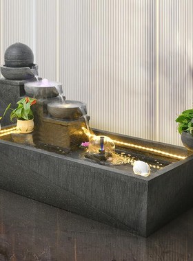 简约欧式落地流水喷泉摆件户外室内创意现代鱼池水景招财加湿器