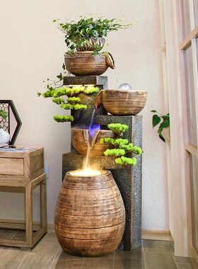 流水喷泉摆件循环水玄关招财落地风水轮办公室客厅装饰鱼缸水景观