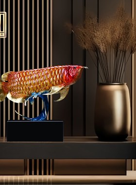 铜金龙鱼摆件轻奢年年有余客厅电视柜玄关家居桌面装饰品开业礼品