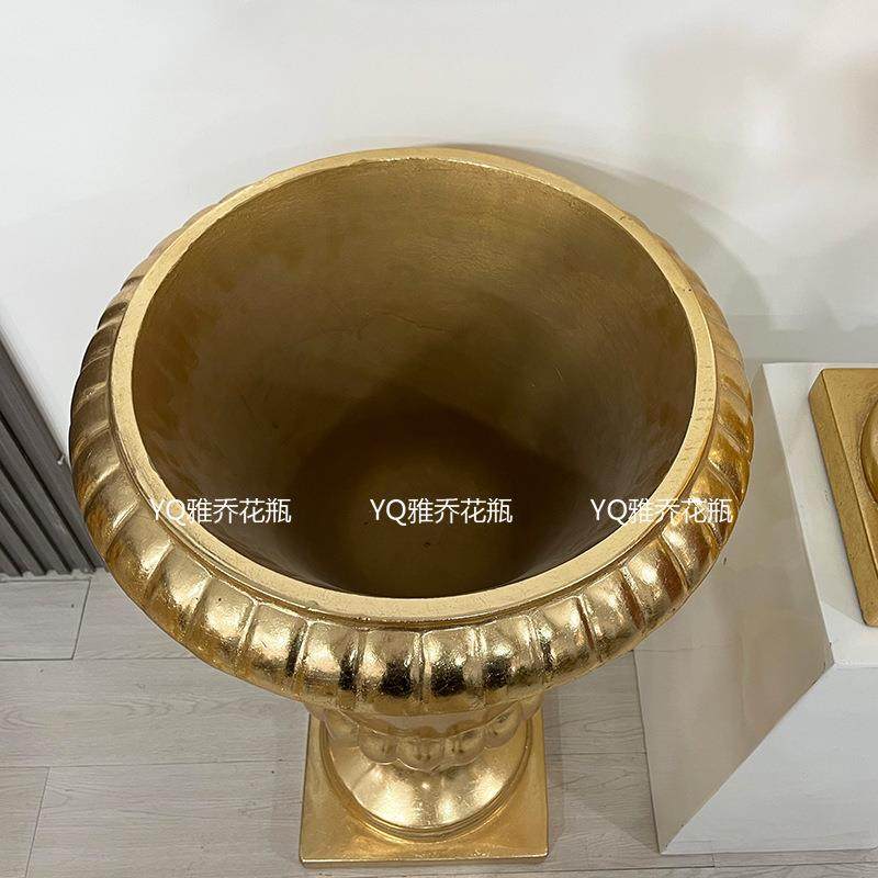 玻璃钢落地大花瓶经典金箔色家居酒店商场大厅KTV婚庆路引花艺摆,淘宝优惠券,粉丝福利购,淘宝优惠卷