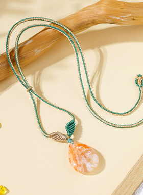 天使之翼双拼色粉幽灵水晶吊坠