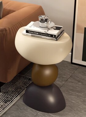 石来运转创意轻奢客厅艺术边几摆件样板间侘寂风沙发旁边角几茶几