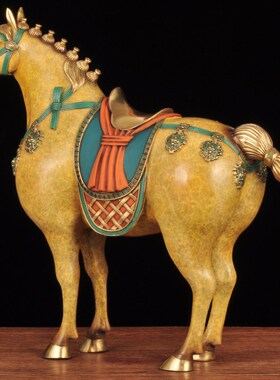 黄铜招财马摆件马到成功生肖马家居客厅酒柜玄关装饰品乔迁送礼品