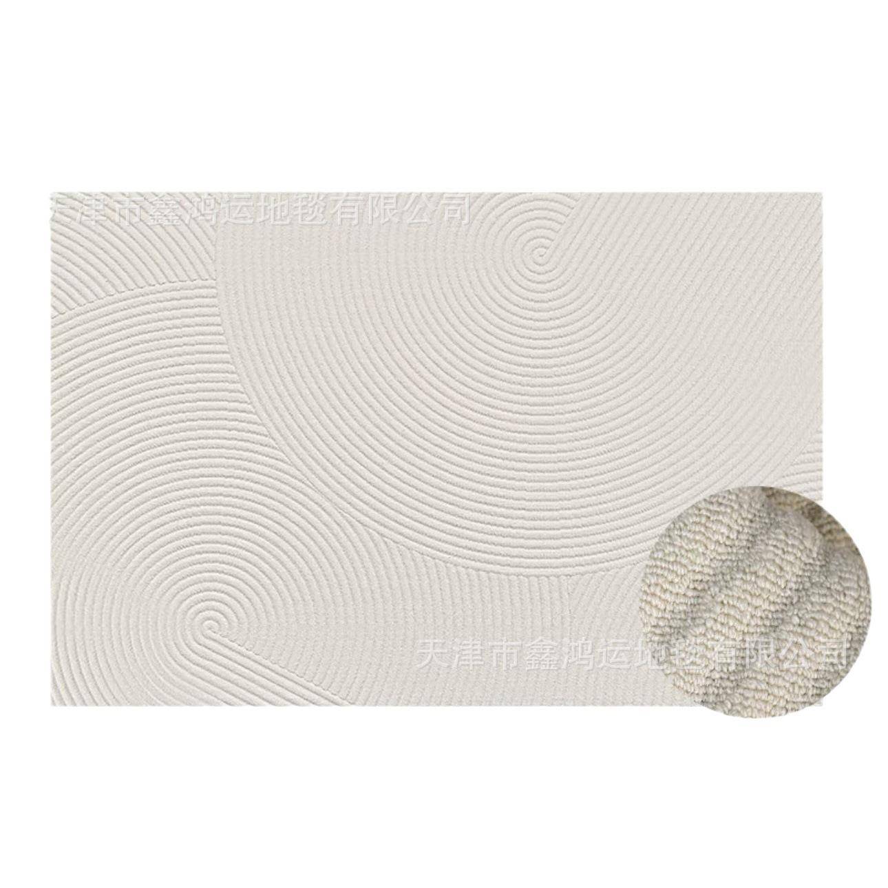 现代极简客厅地毯素色米色纯色轻奢高级茶几毯卧室防水抗菌免打理 - 图3