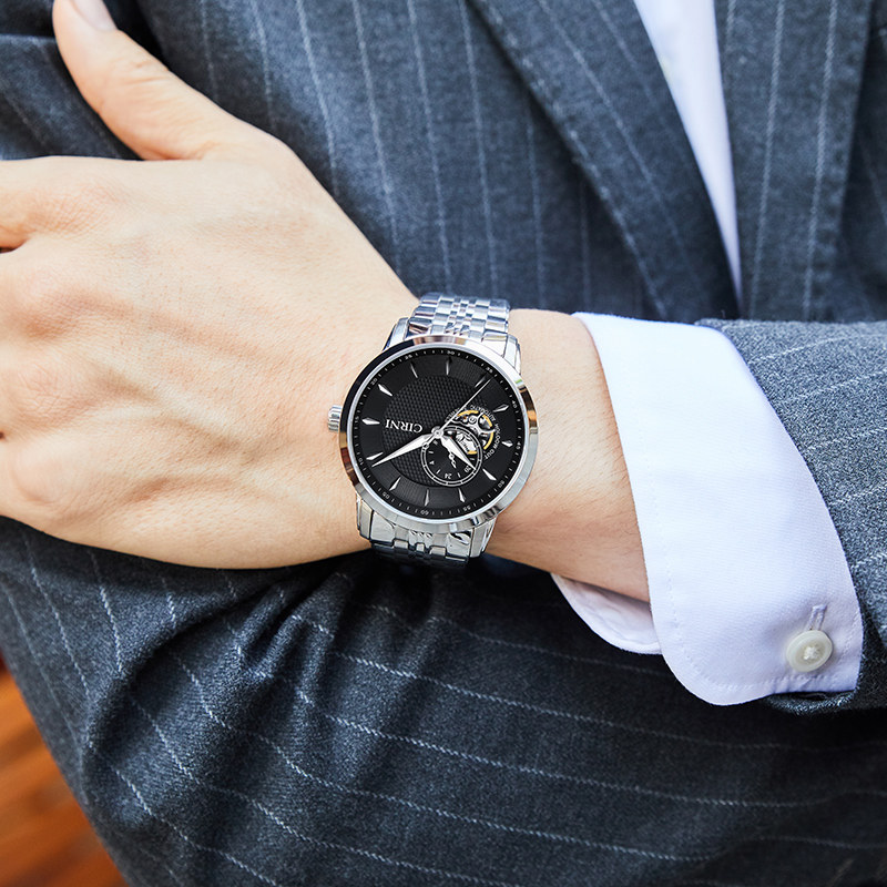 西亚尼男士全自动精钢带防水机械表 cirni西亚尼西时尼国产腕表