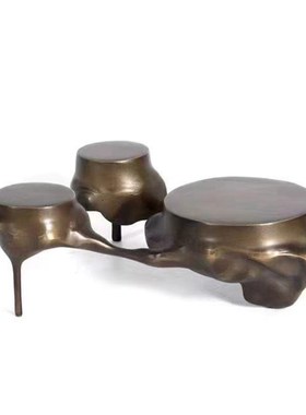 现代欧式轻奢金属三叉树根几何造型烛台摆件摆件样板间软装饰品