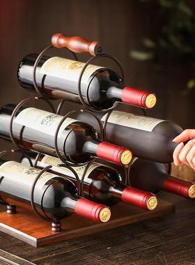创意红酒架摆件实木葡萄酒架倒挂红酒杯架家用客厅欧式酒柜展示架