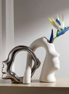 艺术摆件家居饰品治愈小物件现代简约创意陶瓷花瓶卧室客厅装饰