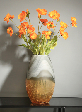 北欧轻奢创意碎纹玻璃花瓶可水培现代简约插花客厅餐桌装饰品摆件