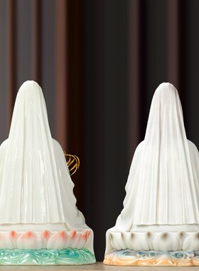 汉白玉观音菩萨坐莲佛像真身摆件南海观世音家用佛堂大慈大悲家居