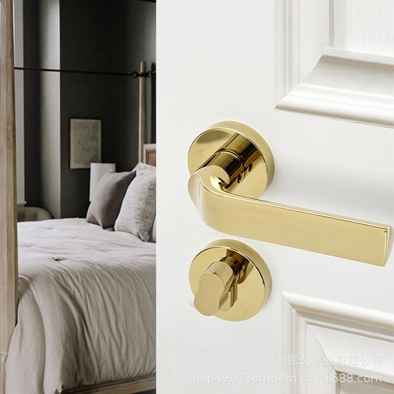 锌合金欧式黑色室内卫生间浴室门锁卧室分体锁磁吸锁执手锁房门 - 图0