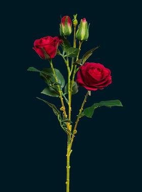 。手感保湿玫瑰花假花花摆设客厅绢花摆件塑料花餐桌花摆