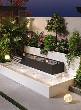 金世达不锈钢流水景墙户外庭院摆件循环鱼池造景隔断园林屏风定制