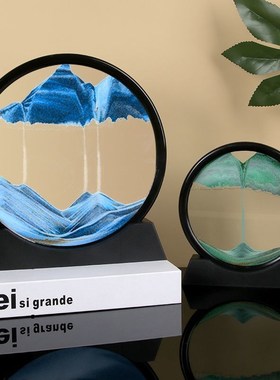 放电视柜上的装饰品创意3D流沙画沙漏摆件解压客厅摆件工艺品高级