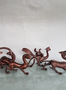 纯铜四大神兽青龙白虎朱雀玄武四方位铜制摆件家居动物办公室装饰