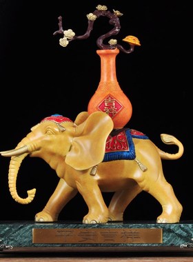 彩铜大象摆件一对风水象招财摆设家居客厅电视柜装饰品乔迁礼品