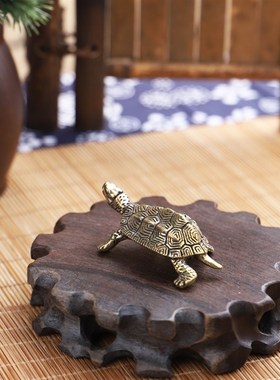 纯铜小海龟可爱仿真纯手工摆件假山山水盆景鱼缸配件家居装饰品