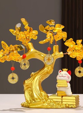 招财猫发财树高档家居摆设客厅玄关办公室桌面装饰品摆件乔迁送礼
