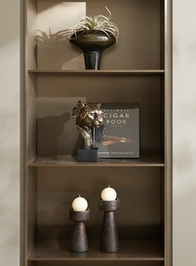 中古风软装摆件柜子客厅高级感金钱豹工艺品装饰仿真书籍陈列布置