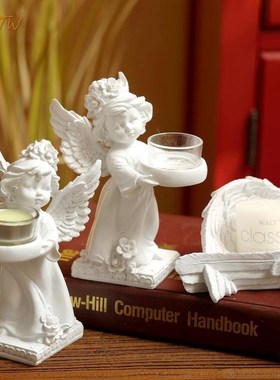 欧式纯白天使烛台装饰摆件法式餐厅浪漫桌面布置