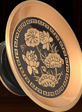铜莲花果盘贡品家用供佛摆件财神爷高脚贡盘家居供奉佛具