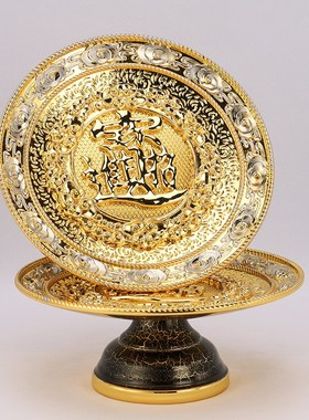 铜财神爷供奉用品套装关公祖先招财香炉供酒杯果盘旺财长明灯供灯