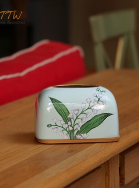 新中式铃兰花艺设计陶瓷艺术花瓶轻奢高档客厅餐桌玄关装饰品摆件