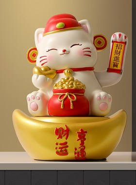 招财猫摆件自动招手2025新款店铺收银台公司前台招财装饰开业礼物