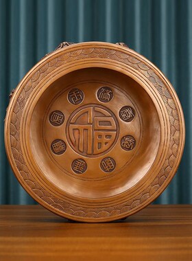 新纯紫铜十二生肖游龙聚宝盆门厅门海家居玄关装饰品铜缸摆件