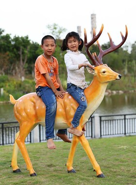 玻璃钢大型动物雕塑仿真梅花鹿摆件林庭院花园装饰品景观草坪户外
