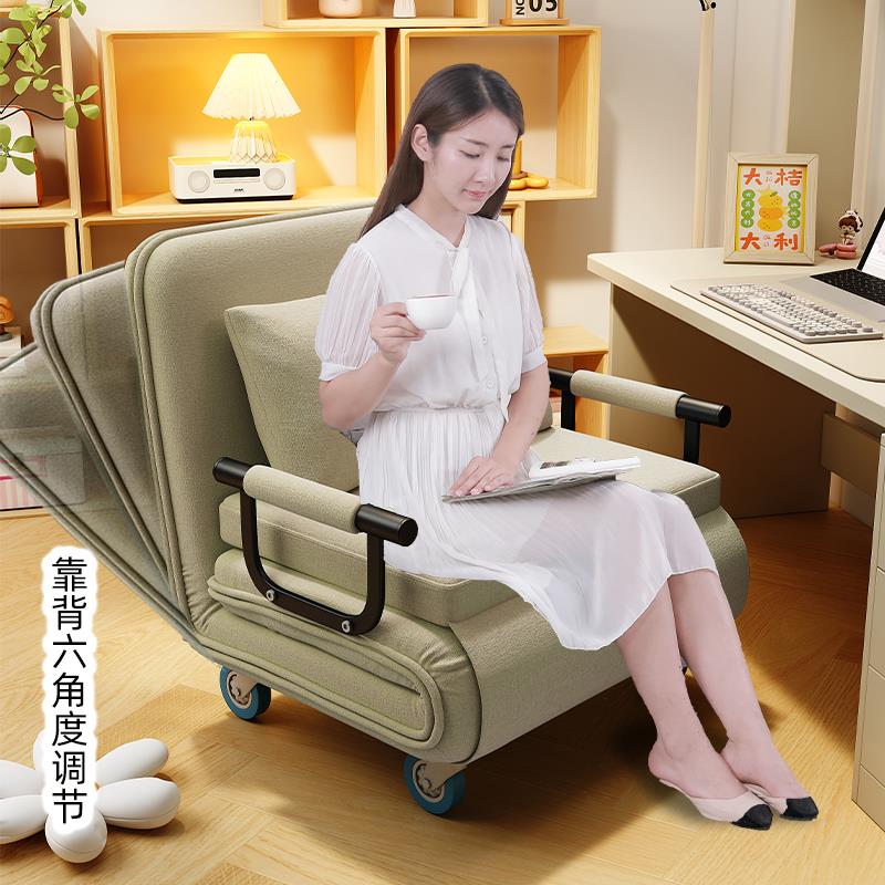 滑轮子折叠两用办公单人沙发床小型客厅午休可伸缩收纳阳台床三人 - 图3