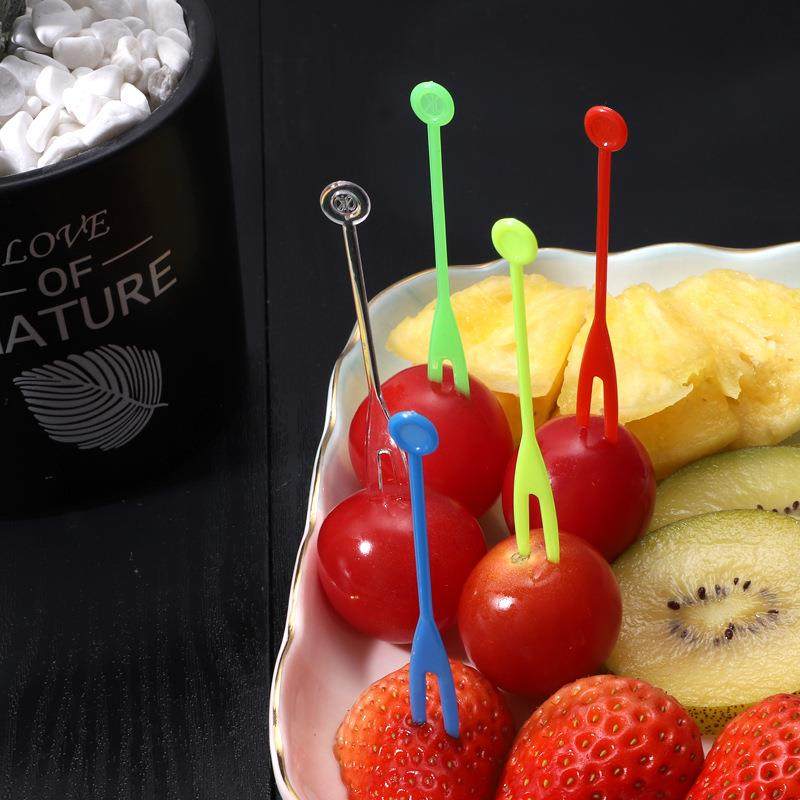 一次性水果叉整箱透明两齿塑料叉果签果插单独包装 - 图1